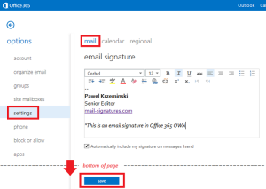 add an email signature in outlook 365