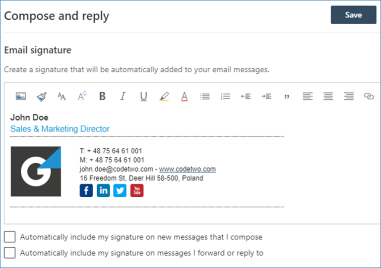 How to set up email signature in Outlook on the web?