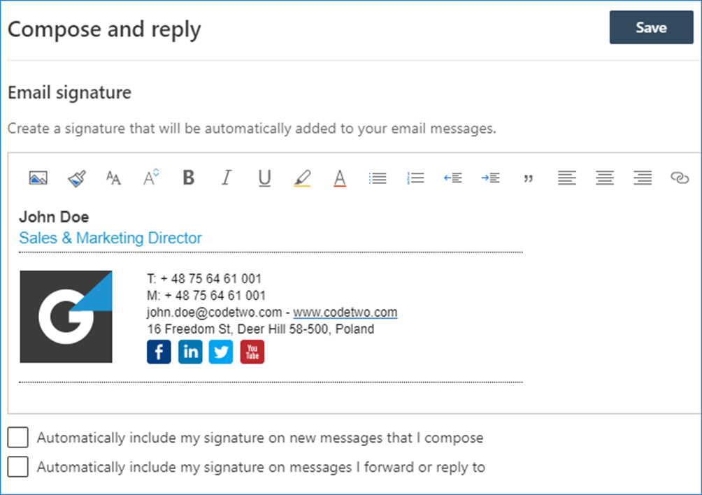 how to add a signature in outlook web based