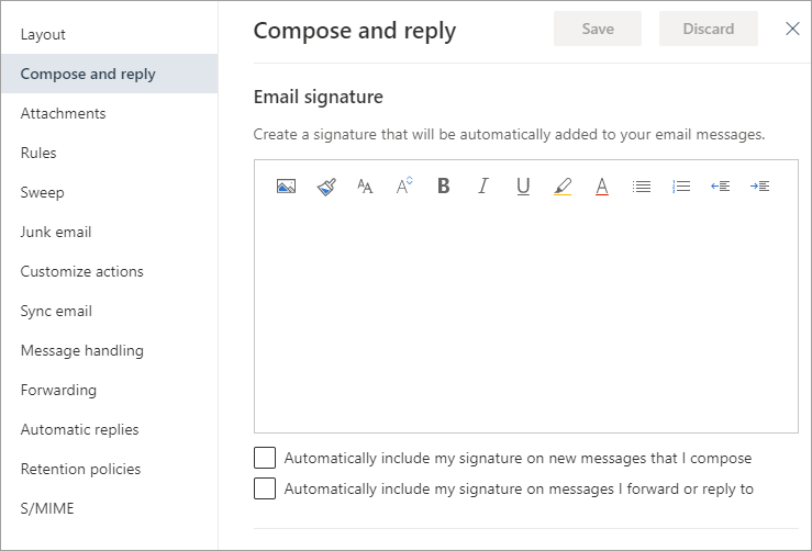 signature on microsoft outlook email web version