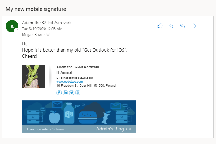 how to add a signature in outlook on ios