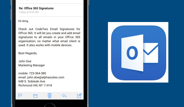how to add signature in outlook on phone