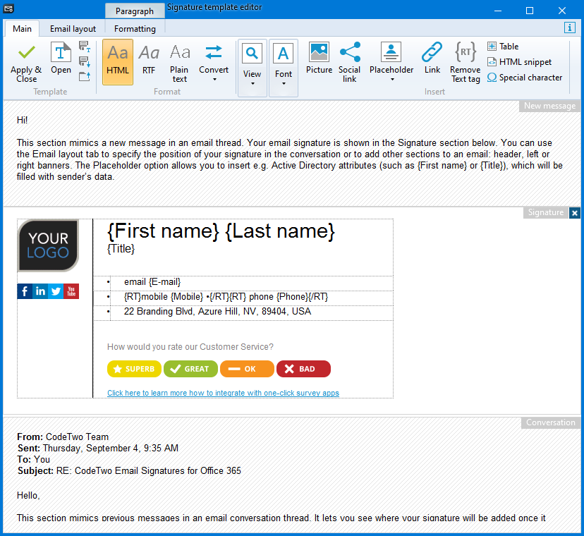 how to add custom signature in office 365 outlook email for a client