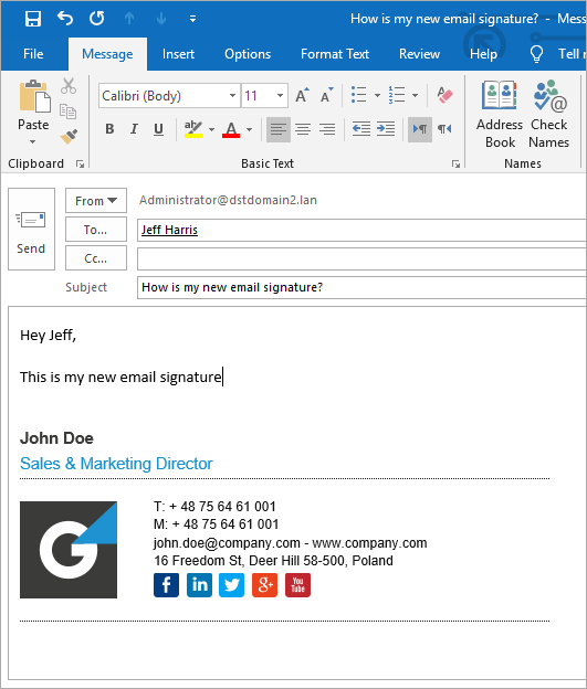 how to add an outgoing signature to outlook email