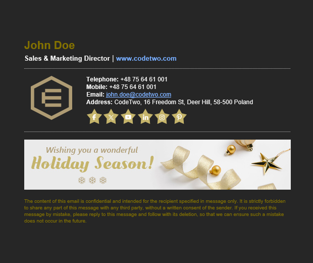 Holiday signature template - Classy holidays - Mail-Signatures.com