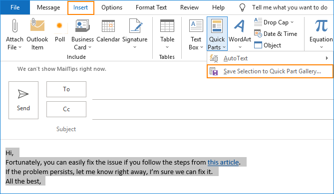 how to add autotext in outlook