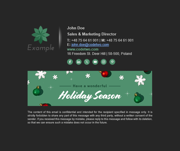 Free Christmas signature template - Classic colors - Mail-Signatures.com