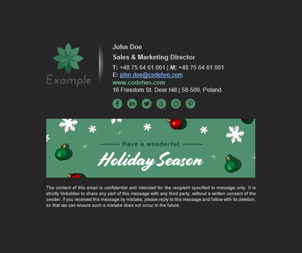 Free Christmas signature template - Classic colors - Mail-Signatures.com