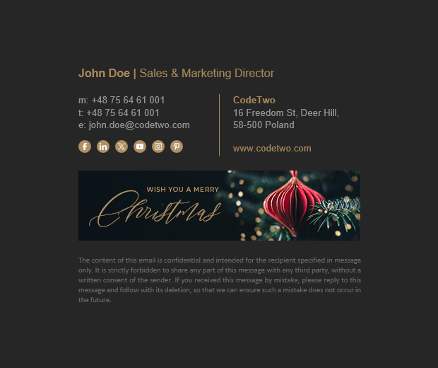 Free Christmas email signature – Glitter with gold - Mail-Signatures.com