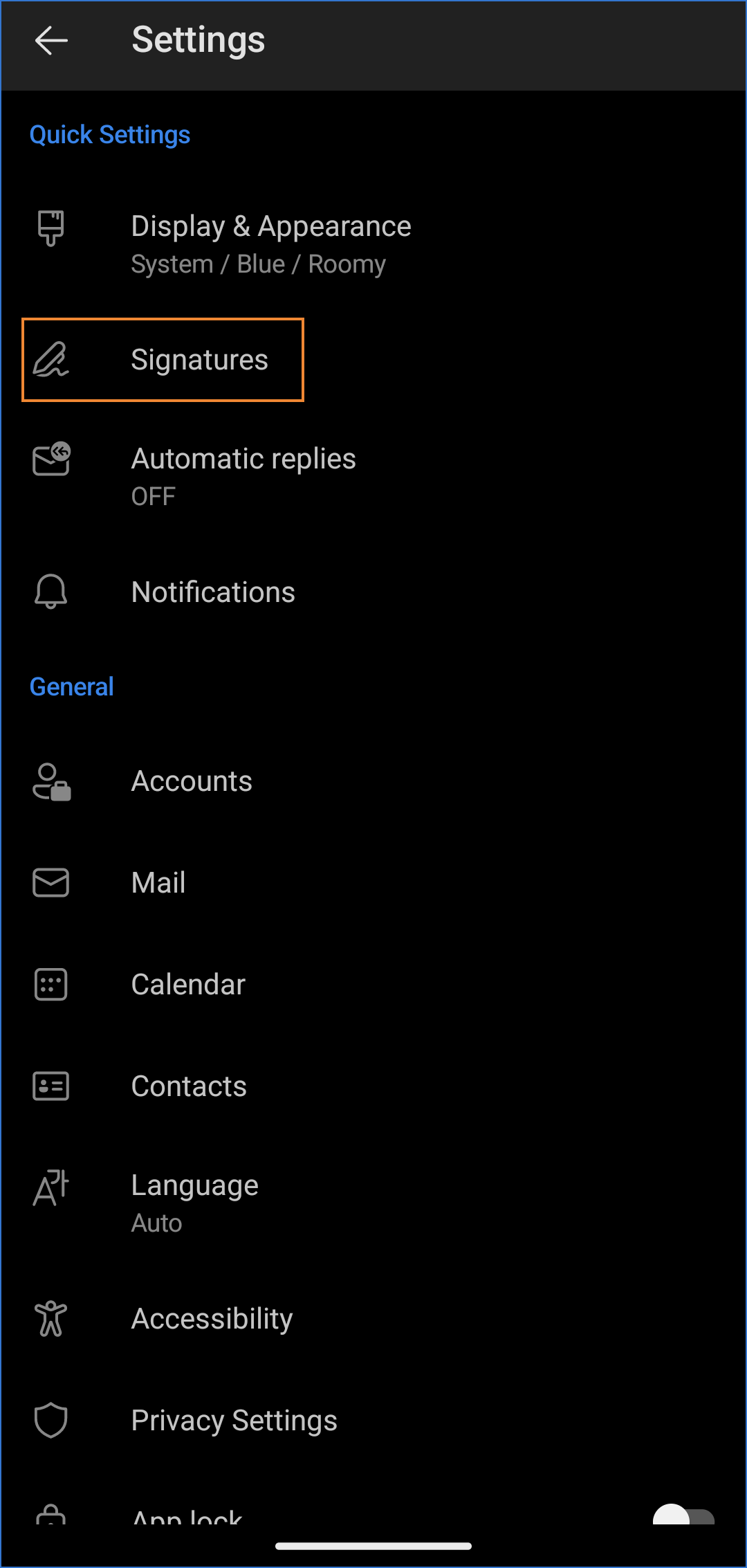 How to add a pro email signature in Outlook for Android